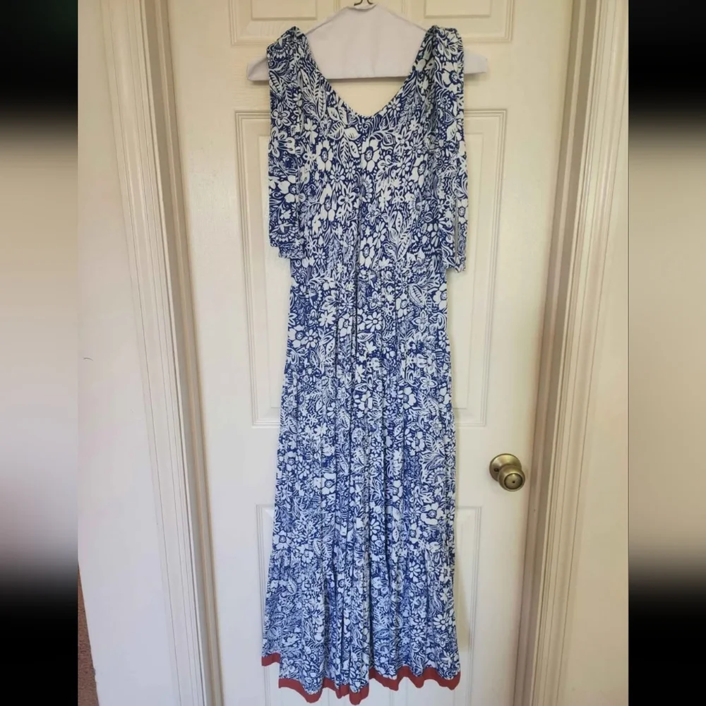 NWOT THML Blue Floral Maxi Dress - Picture 2 of 3